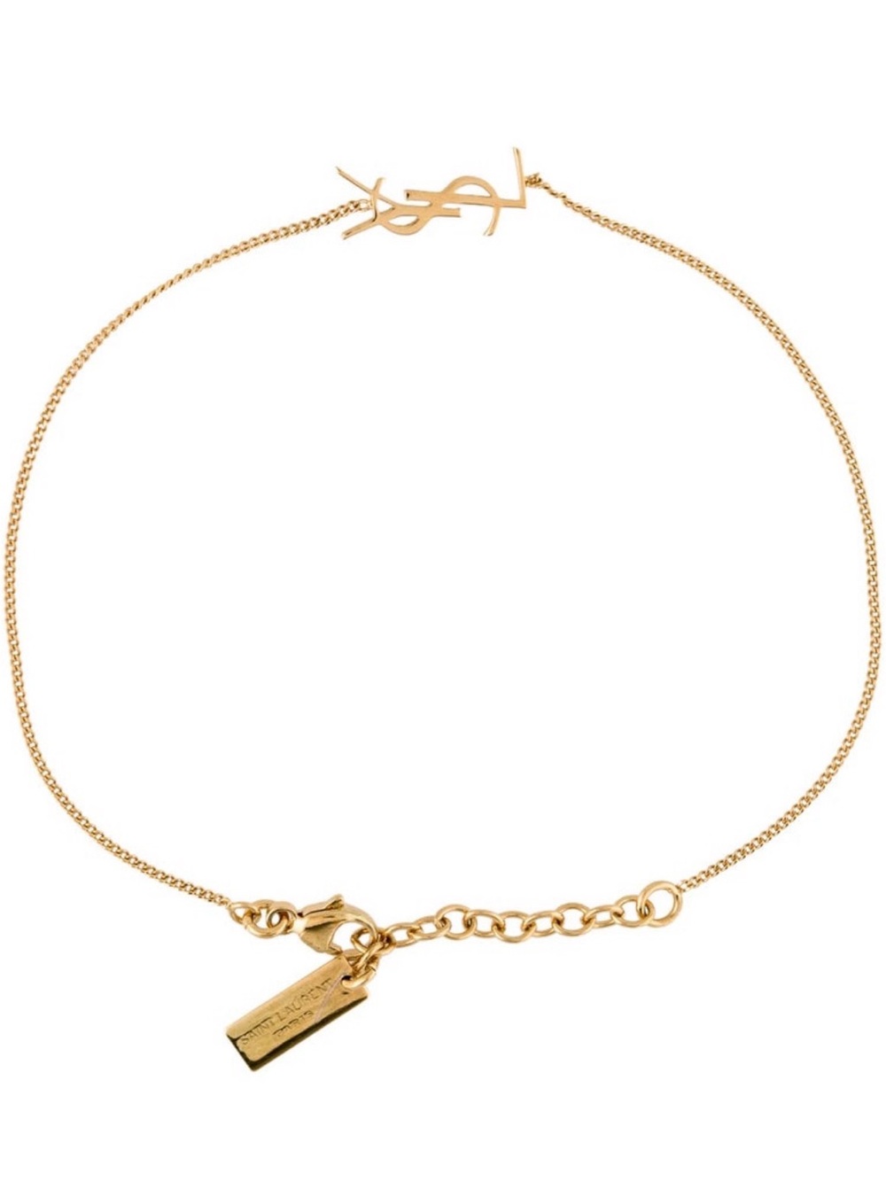 Saint Laurent Gold YSL Logo Pendant Bracelet